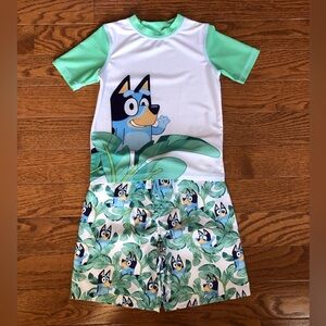 Bluey Rash Guard and Swim Trunks Matching Set- size 5T